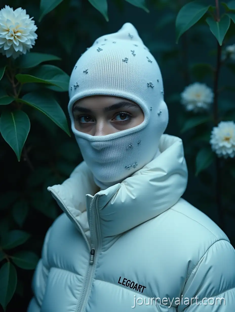 Cinematic-Fashion-Portrait-of-Mysterious-Person-in-White-Balaclava-and-Puffer-Jacket