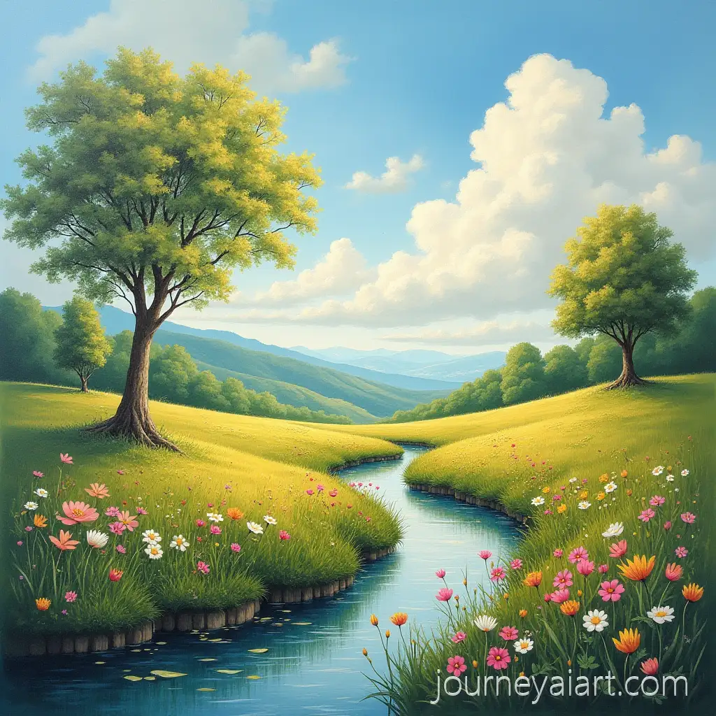 Beautiful-Natural-Landscape-Oil-Painting-with-Lush-Scenery-and-Serene-Atmosphere
