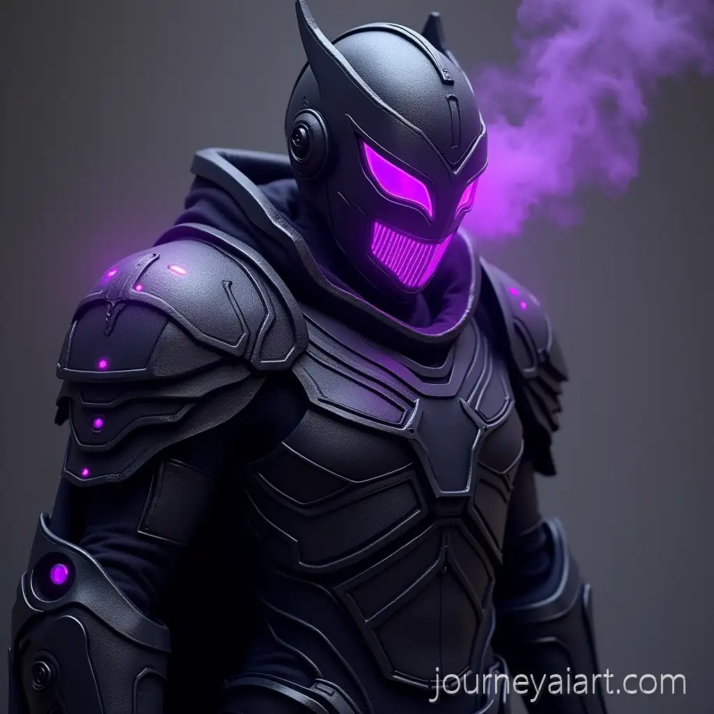 Black-Iron-and-ObsidBlack-iron-armor-designian-Armor-with-Purple-Steam-Mask