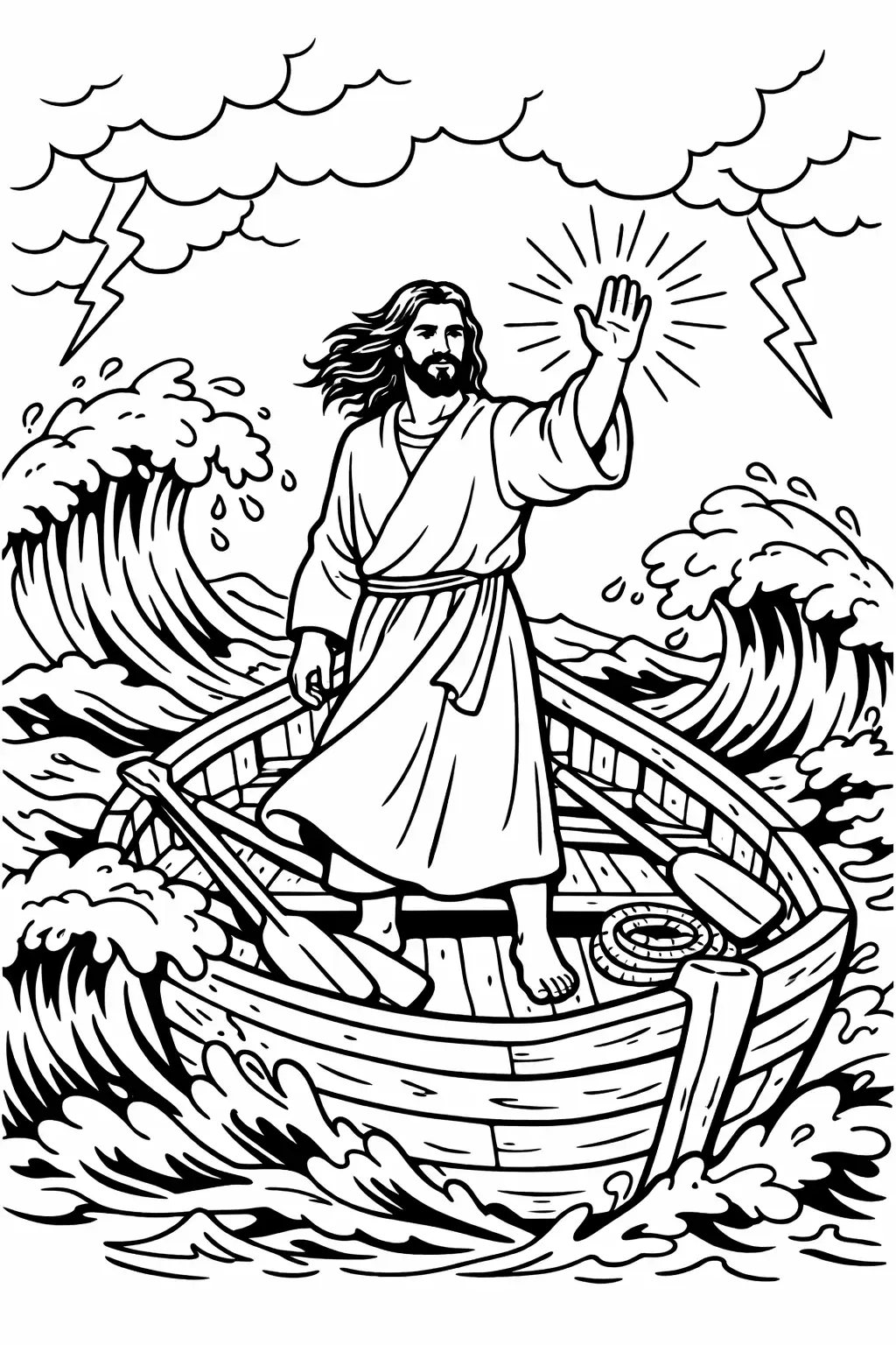Free jesus calms the storm coloring page generator – 20 jesus calms the ...