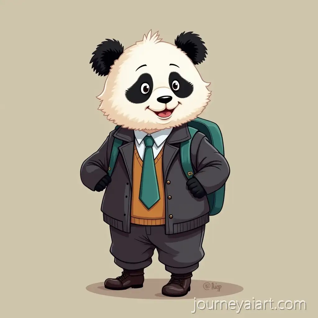 Cute-Panda-Kid-Ready-for-School-in-Uniform