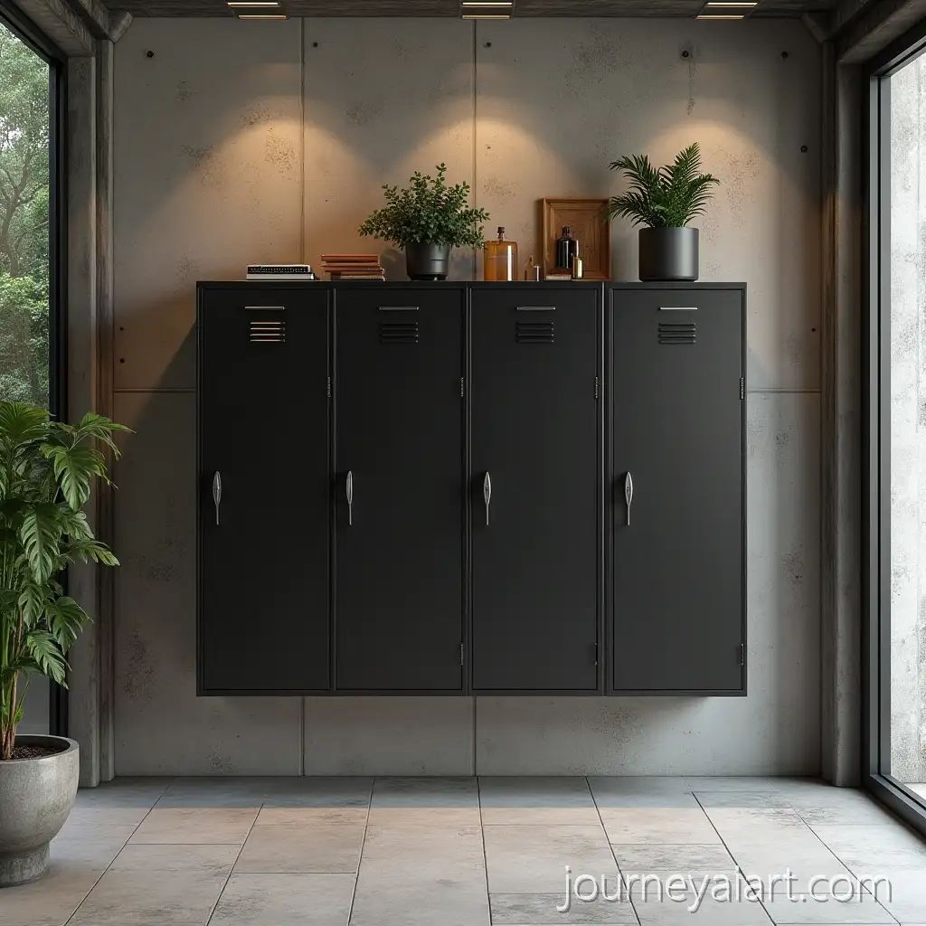 Cozy-Retro-Fitness-Locker-Room-with-Aluminium-Lockers-and-Indoor-Plants