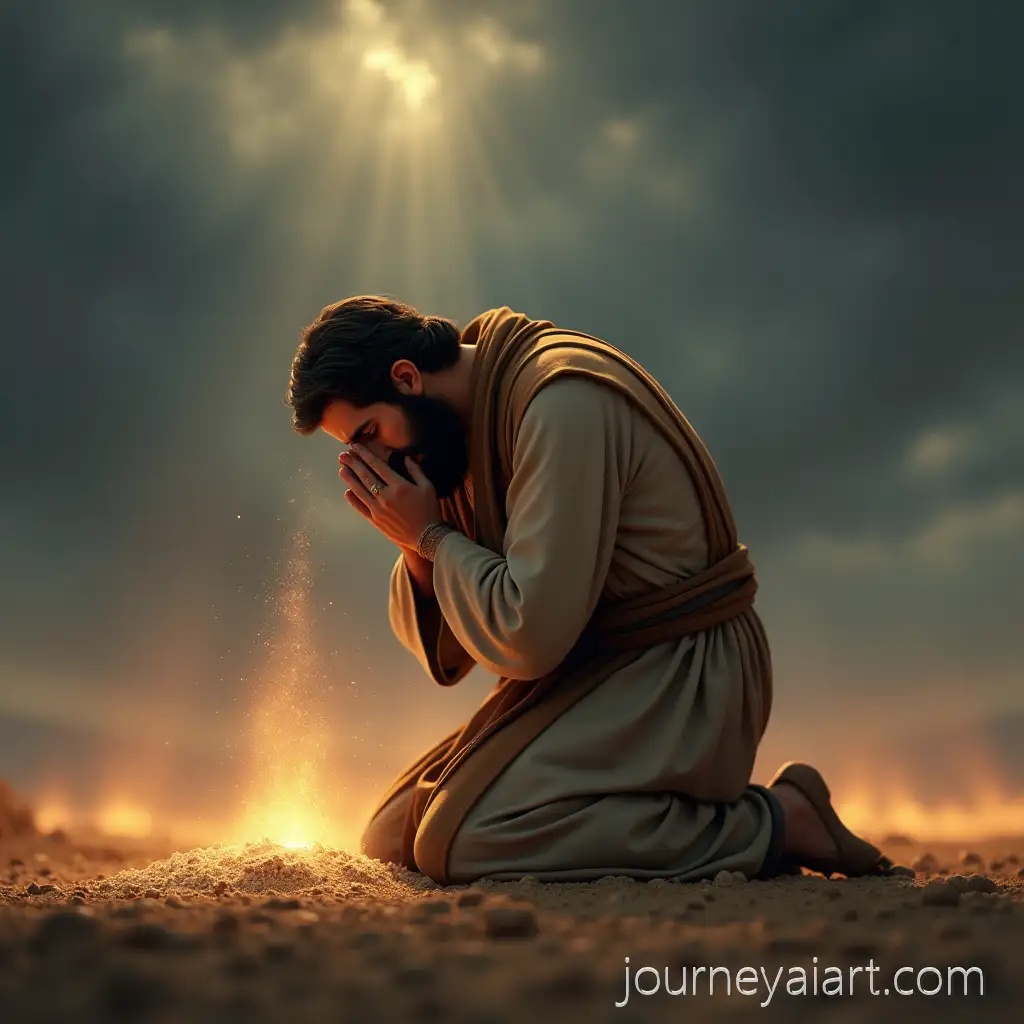 Job-Kneeling-in-Repentance-with-Storm-Calming-in-Background-PixarStyle