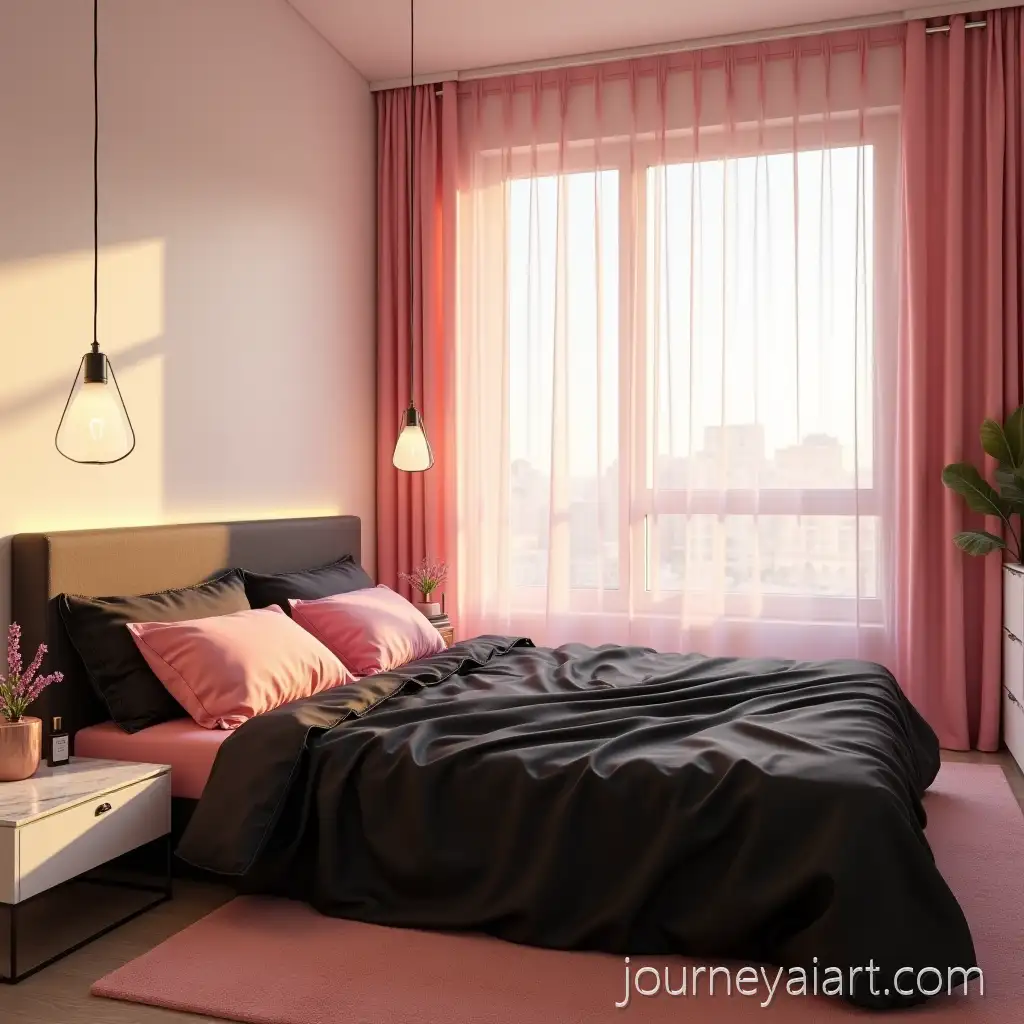 Bright-Luxurious-KPop-Dorm-Bedroom-with-Pink-Accents-and-Satin-Bedding
