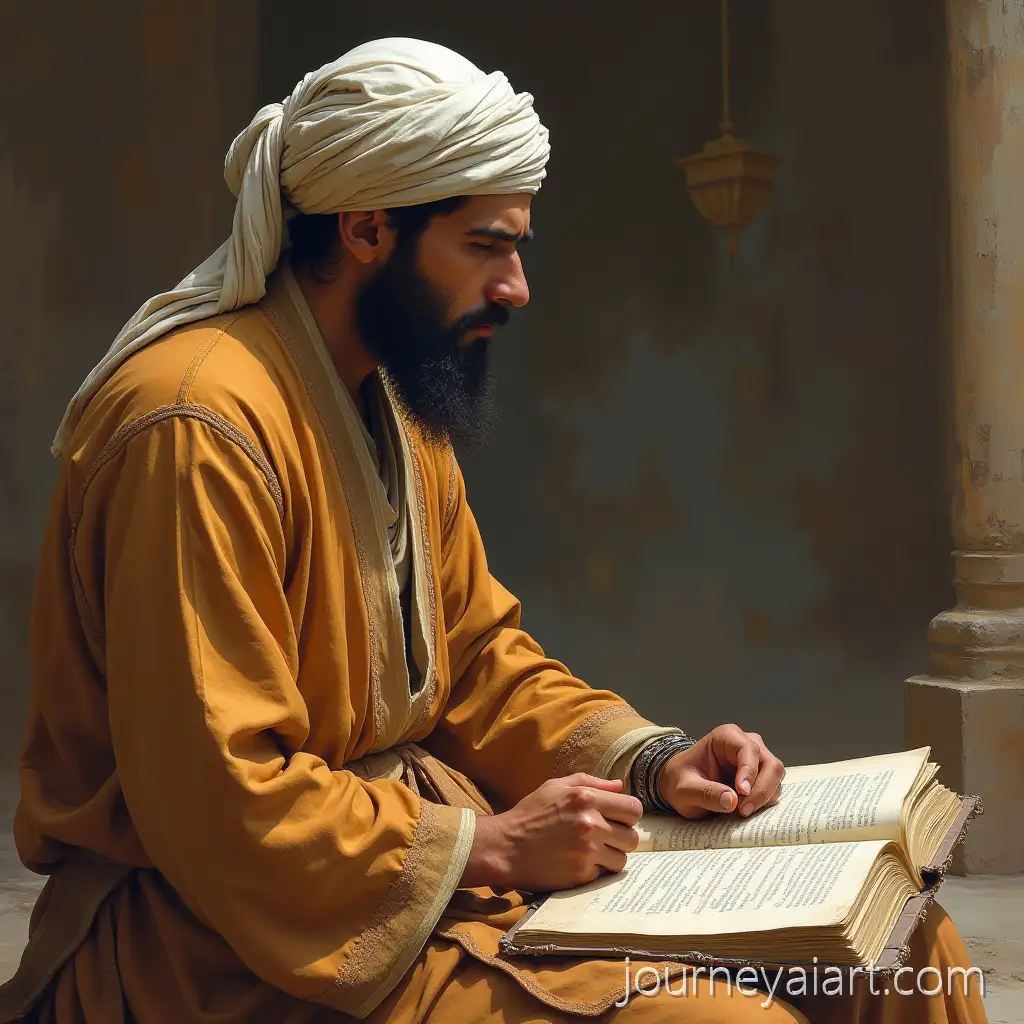 Islamic-Historical-Scholar-Seeking-KnowledgeIslamic-history-character-learning-and-Praying