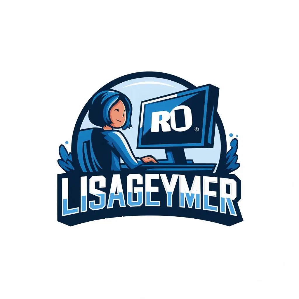 LOGOLogo Design for Lisageymer Design for Lisageymer Streamer Girl with Roblox Logo on Computer Screen