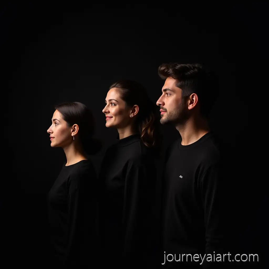 Family-Portrait-Side-Profile-with-Black-Background-and-Professional-Studio-Lighting