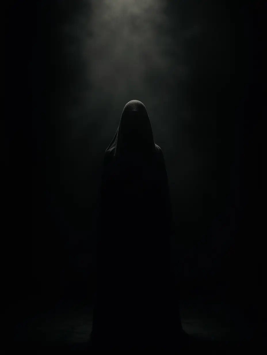 Dark mythic atmosphere, cinematic low-key lighting, deep shadow composition. The background is pure black darkness with faint drifting mist, creating a mysterious void. A shadow silhouette of a mythic archetype stands in the background, extremely subtle, barely visible through the darkness, faceless and symbolic, like an ancient memory or inner archetype emerging from the unconscious.

In the foreground sits a sigil symbol, very subtle and restrained, drawn in organic sacred geometry linework inspired by ancient tattoo markings. The sigil is barely visible, rendered in dark charcoal grey on black, extremely low contrast so it almost disappears into the darkness.

Minimal composition, quiet and mysterious, the archetype hidden behind the sigil in shadow. Strong chiaroscuro lighting with deep blacks and soft charcoal tones. Dark psychological atmosphere, ceremonial, timeless, introspective. No glow, no bright light, no environment, only darkness and shadow. Instagram carousel slide design. Cinematic realism.