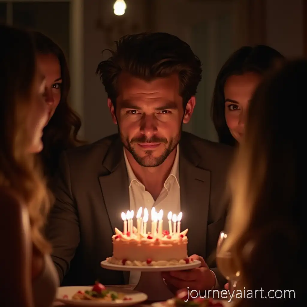 Handsome-and-Stylish-ManBirthday-Celebration-with-Friends-Blowing-Out-Birthday-Candles-Surrounded-by-Friends
