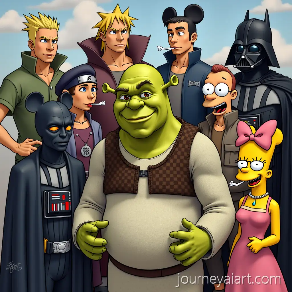 Famous-Cartoon-and-Movie-Characters-Smoking-Cigars-Shrek-Batman-Naruto-Darth-Vader-Vegeta-Bart-Simpson-Hello-Kitty-Goku-Mario-Mickey-Mouse