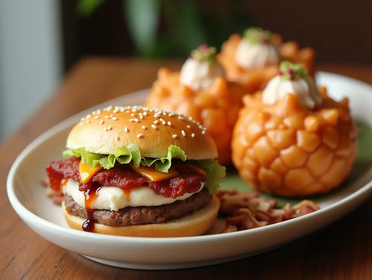 sandwich and takoyaki plate