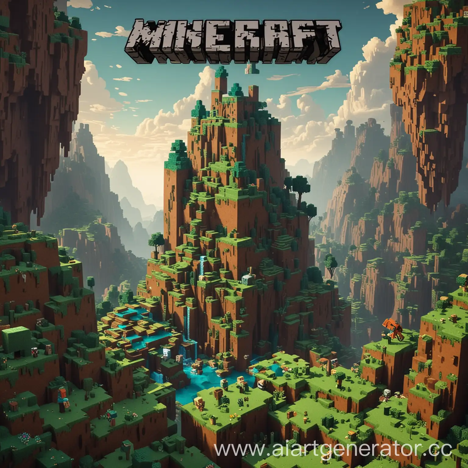 Fantasy-Landscape-Inspired-by-Minecraft-Style-for-Instrumental-Cover-Art