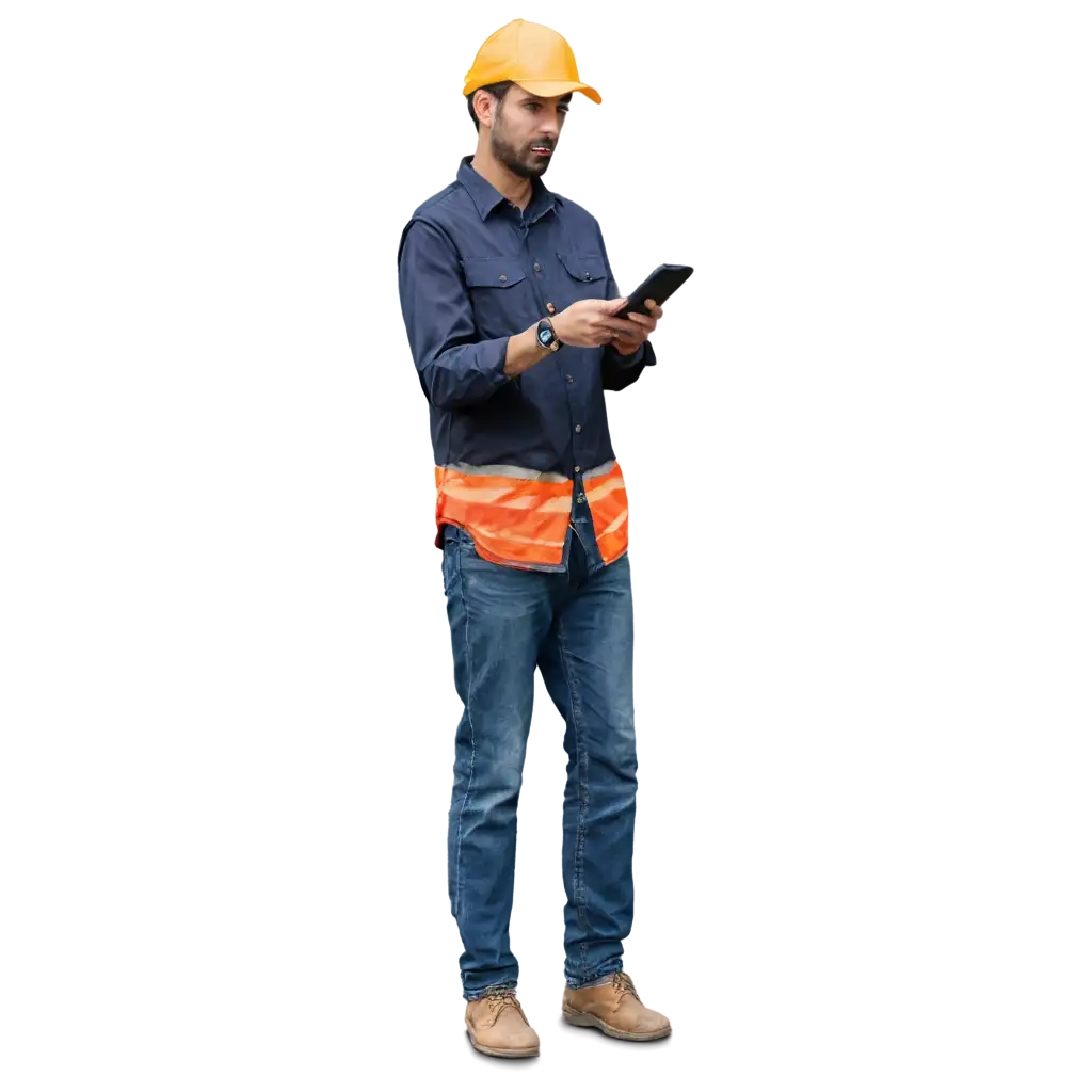 HighQuality-PNG-Image-Truck-Driver-Using-App-to-Monitor-Position-in-LoadingUnloading-Queue