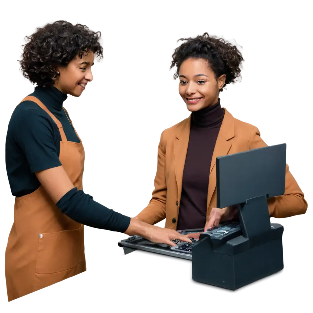 Digital-Cashier-System-PNG-Image-Modern-Cashier-Serving-Buyers