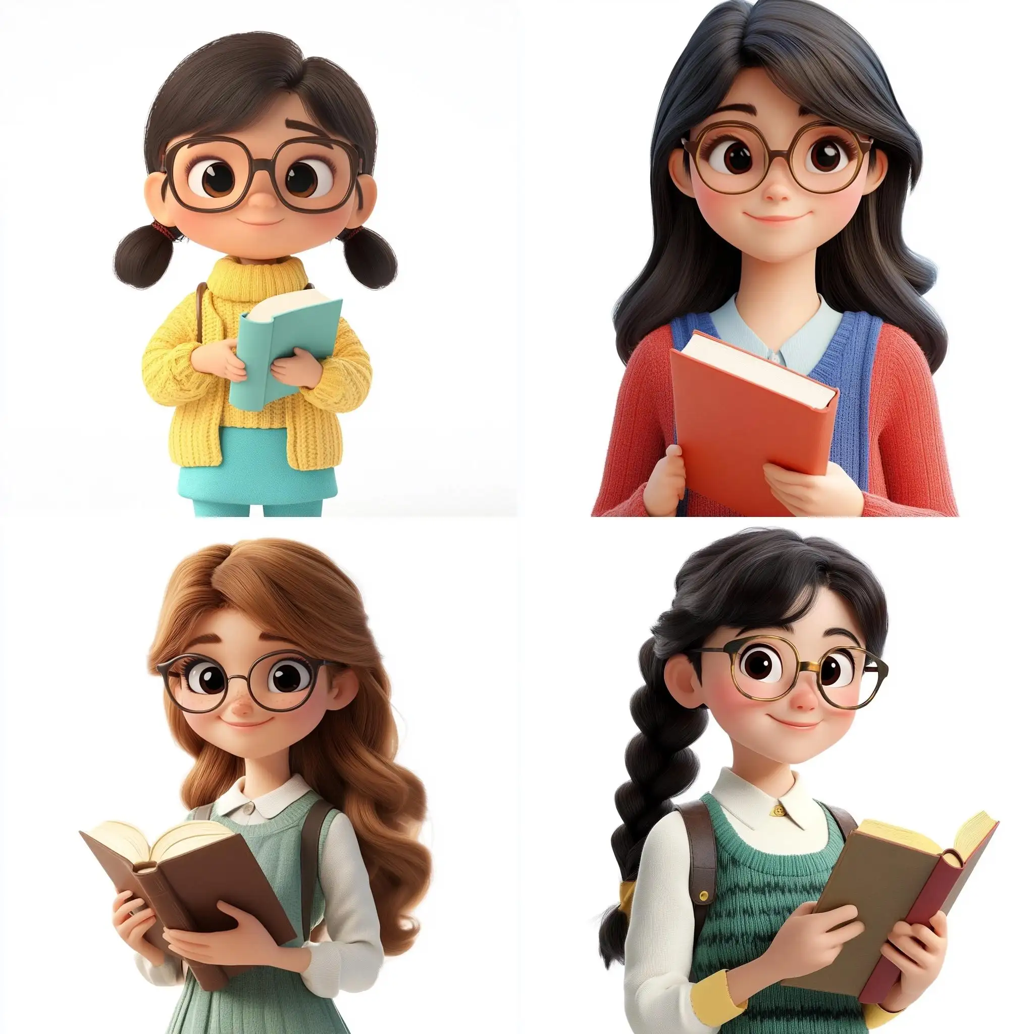 Cute-Student-Holding-Book-Disney-Style-3D-Rendering