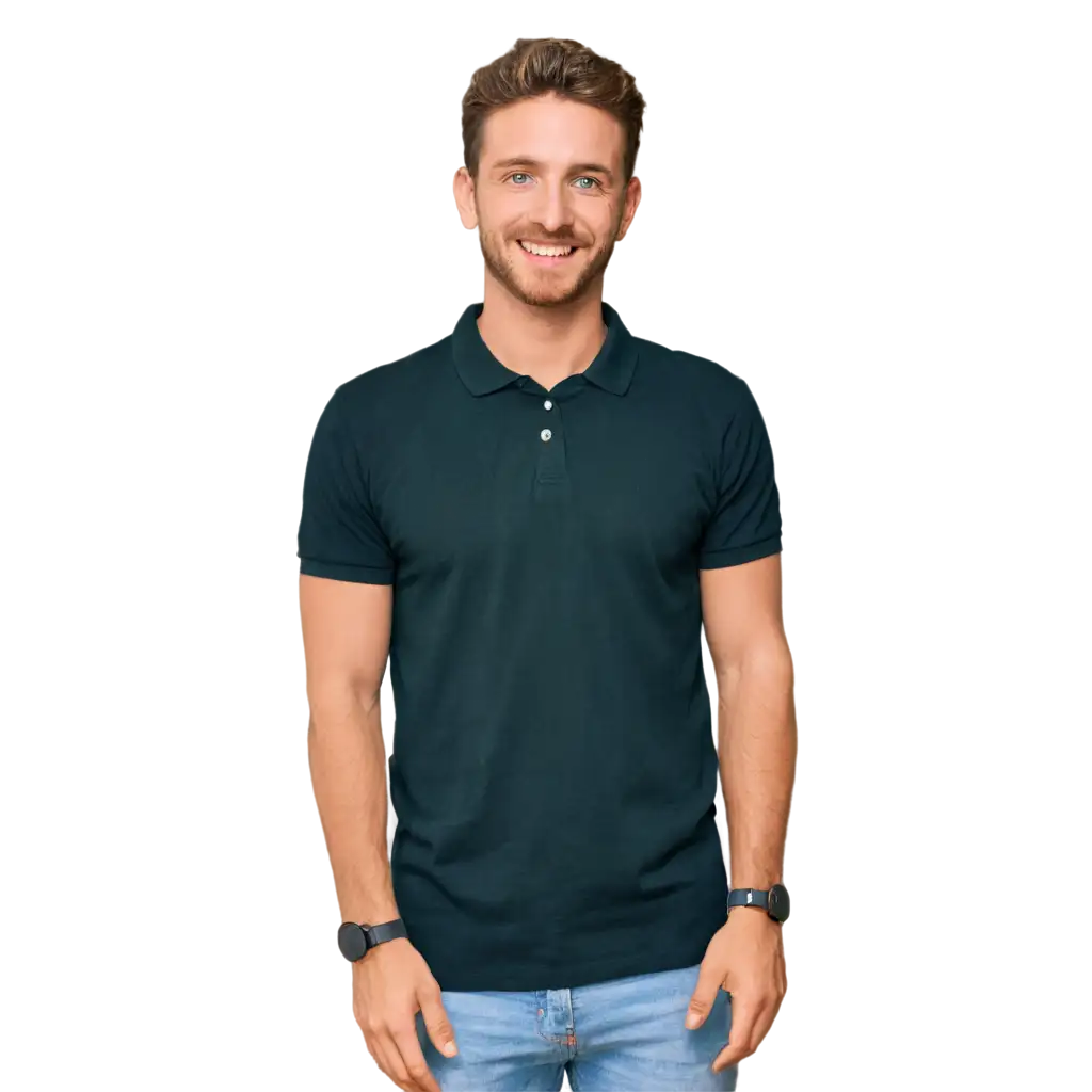 Friendly-Man-in-Black-Polo-Shirt-HighQuality-PNG-Image-Creation