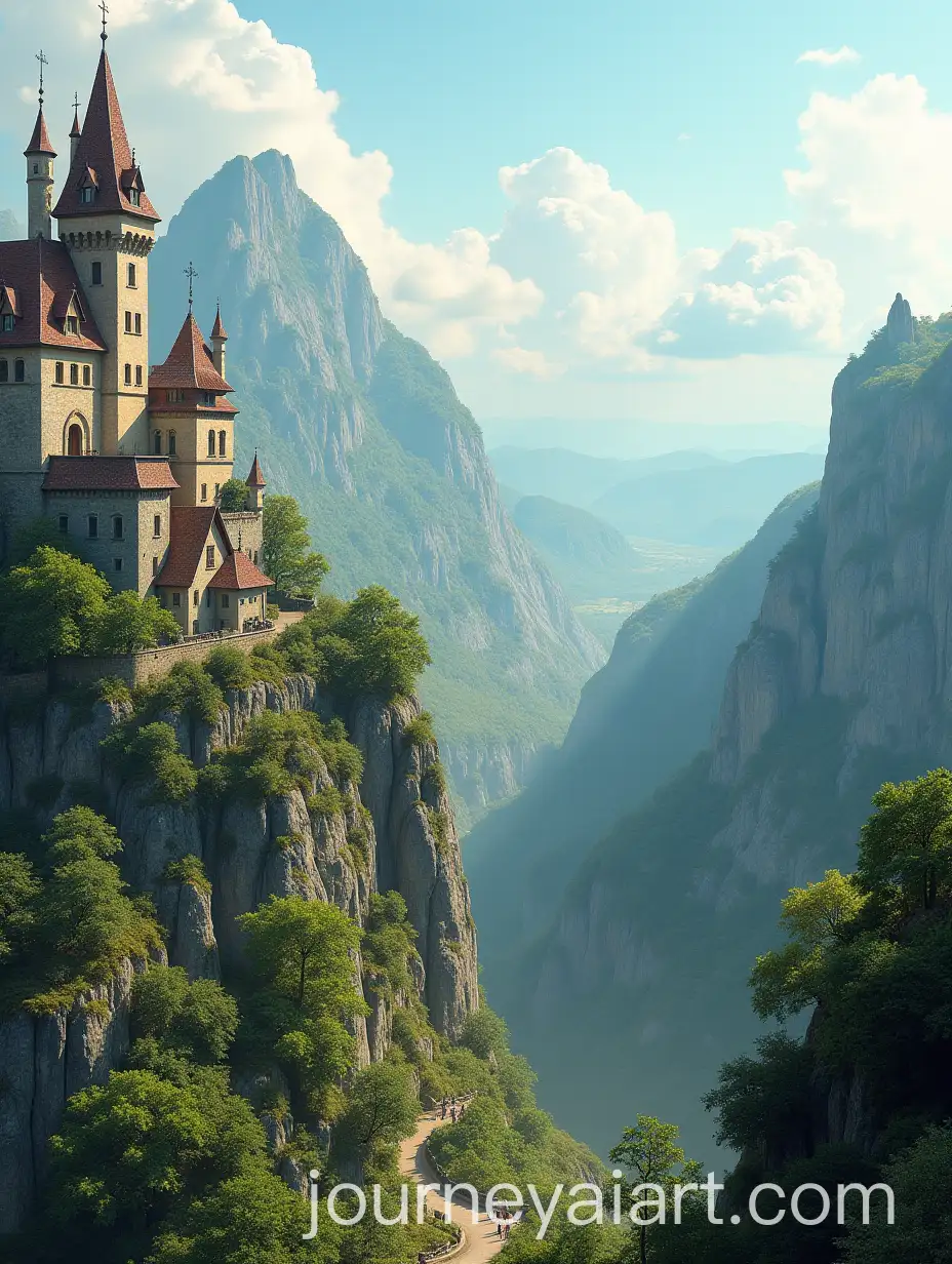 Fantasy-Creatures-in-a-Medieval-Landscape-with-Breathtaking-Natural-Scenery