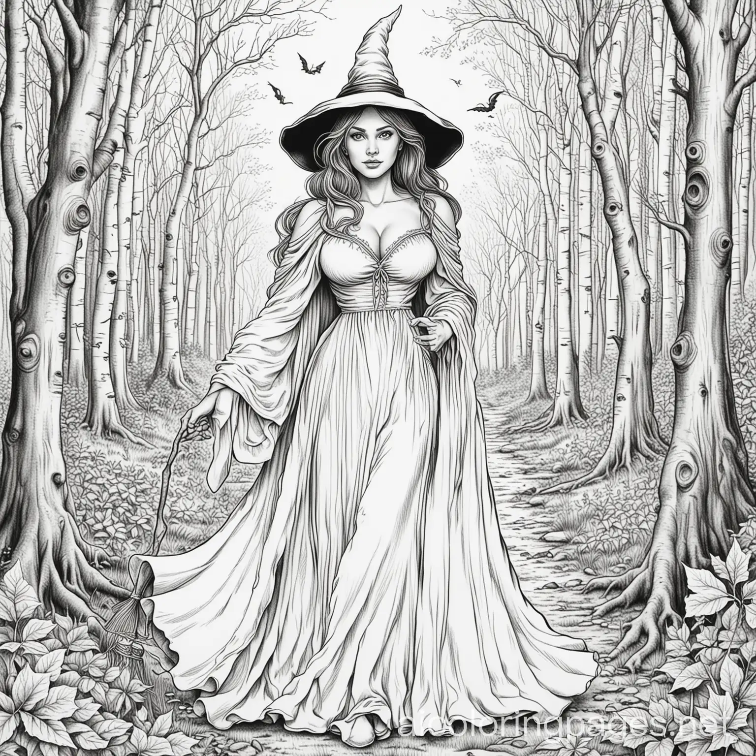 Witch-in-the-Woods-Coloring-Page-for-Kids