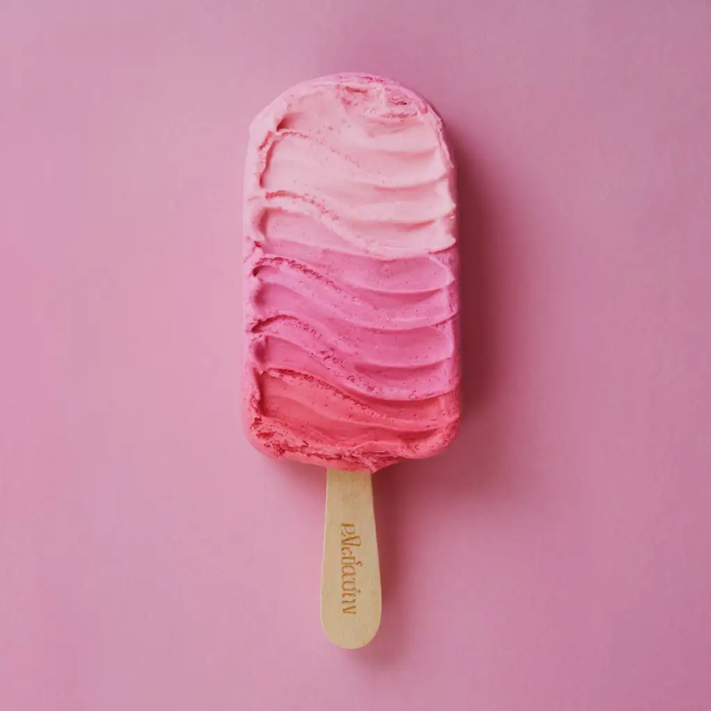 strawberry ice cream stick with a gradient of white and pink background