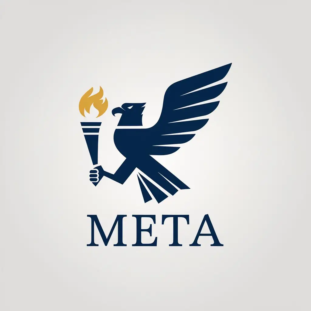 LOGO Design For META Minimalistic Eagle Holding Torch for Education Industry