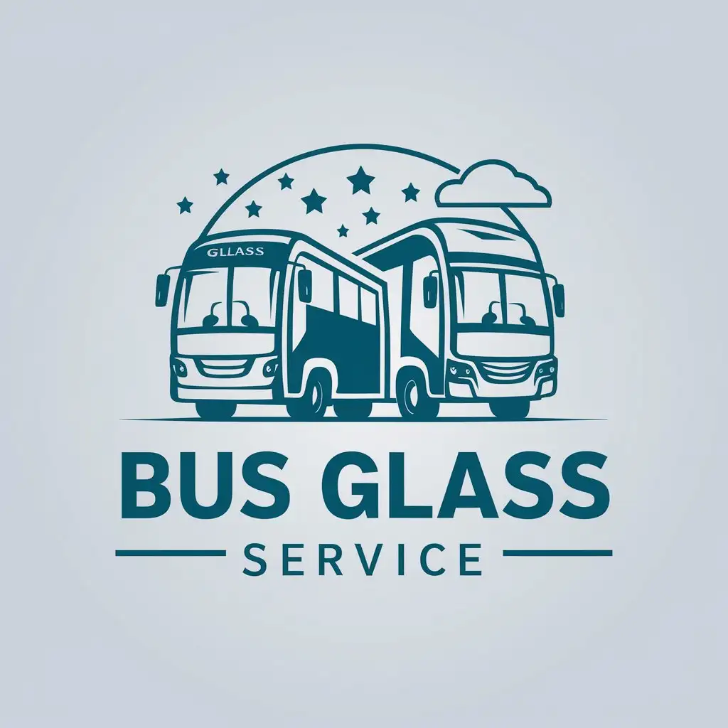 LOGO Design For Bus Glass Service Modern Minibus and Truck Windows with Stars and Cloud Theme