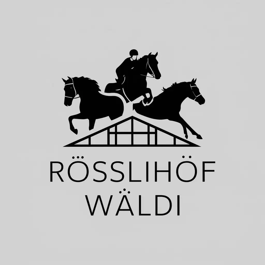 LOGO Design for Rsslihof Wldi Equestrian Theme with Dressage Jumping and Racing Horses