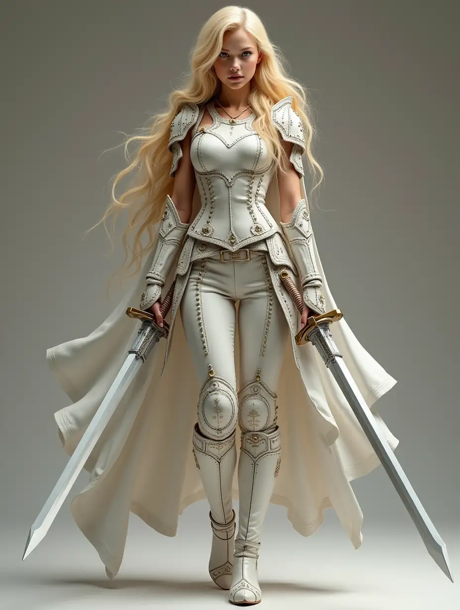 Young-Female-Warrior-with-Golden-Hair-and-Dual-Swords-in-White-Leather-Armor