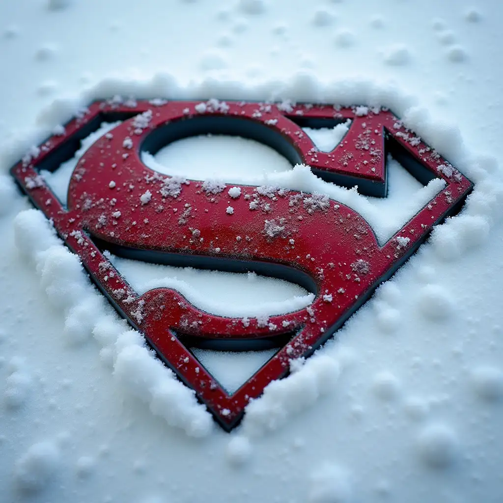 Dc comics superman logo covered in snow