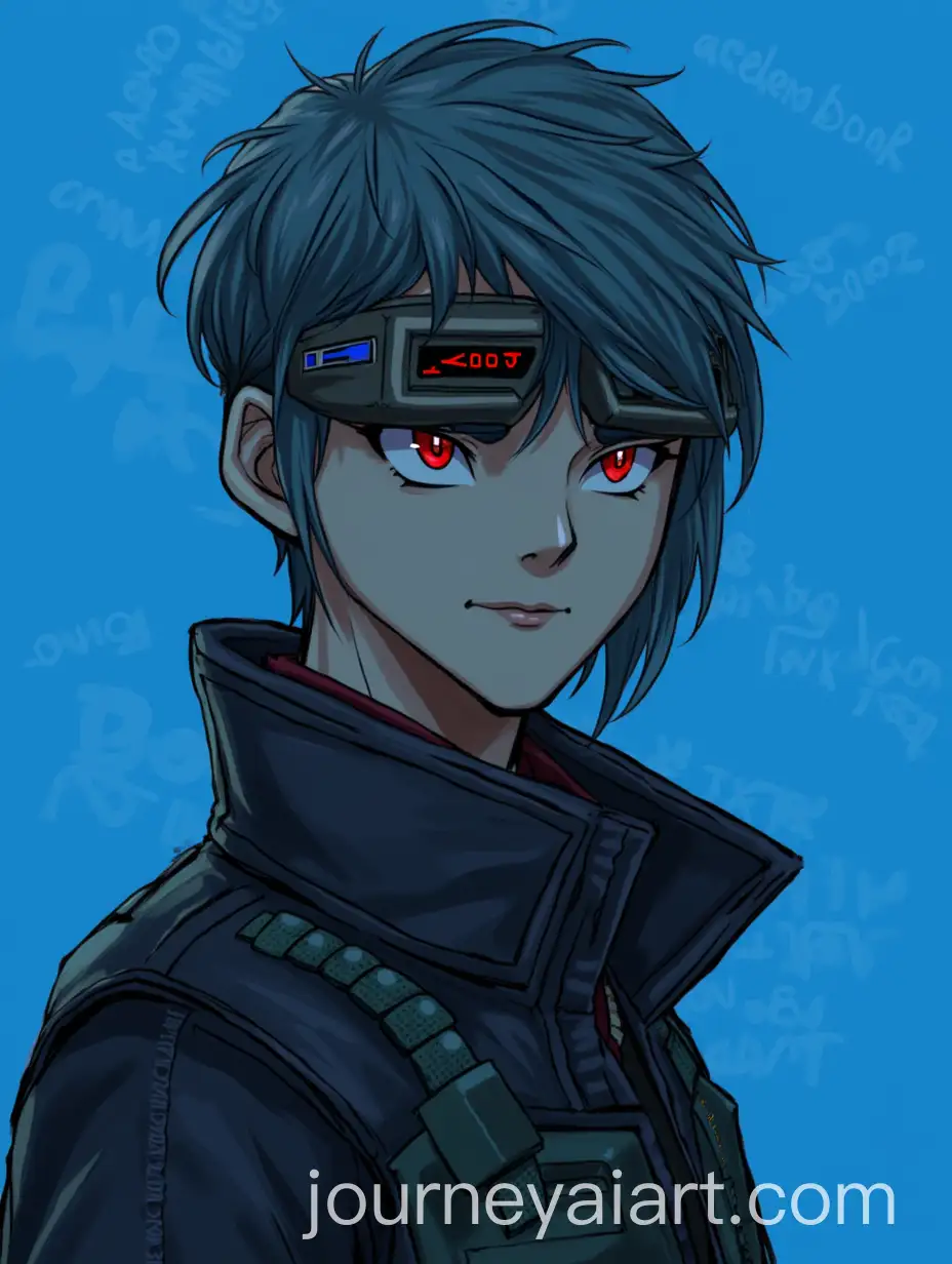 Cyberpunk-Portrait-of-Isaac-Wescott-in-Techwear-with-Blue-Futuristic-Background