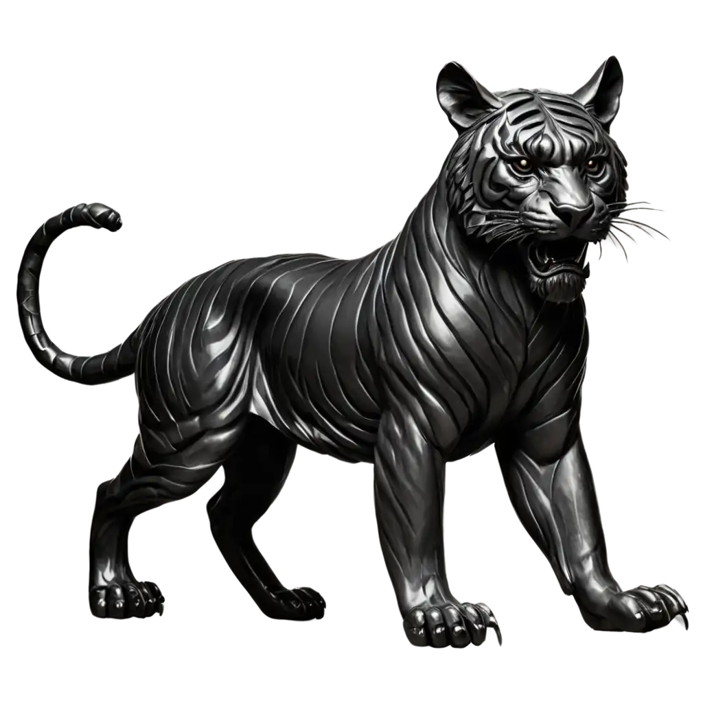 Black-Tiger-Sculpture-PNG-Image-HighQuality-Transparent-Artwork-for-Creative-Use