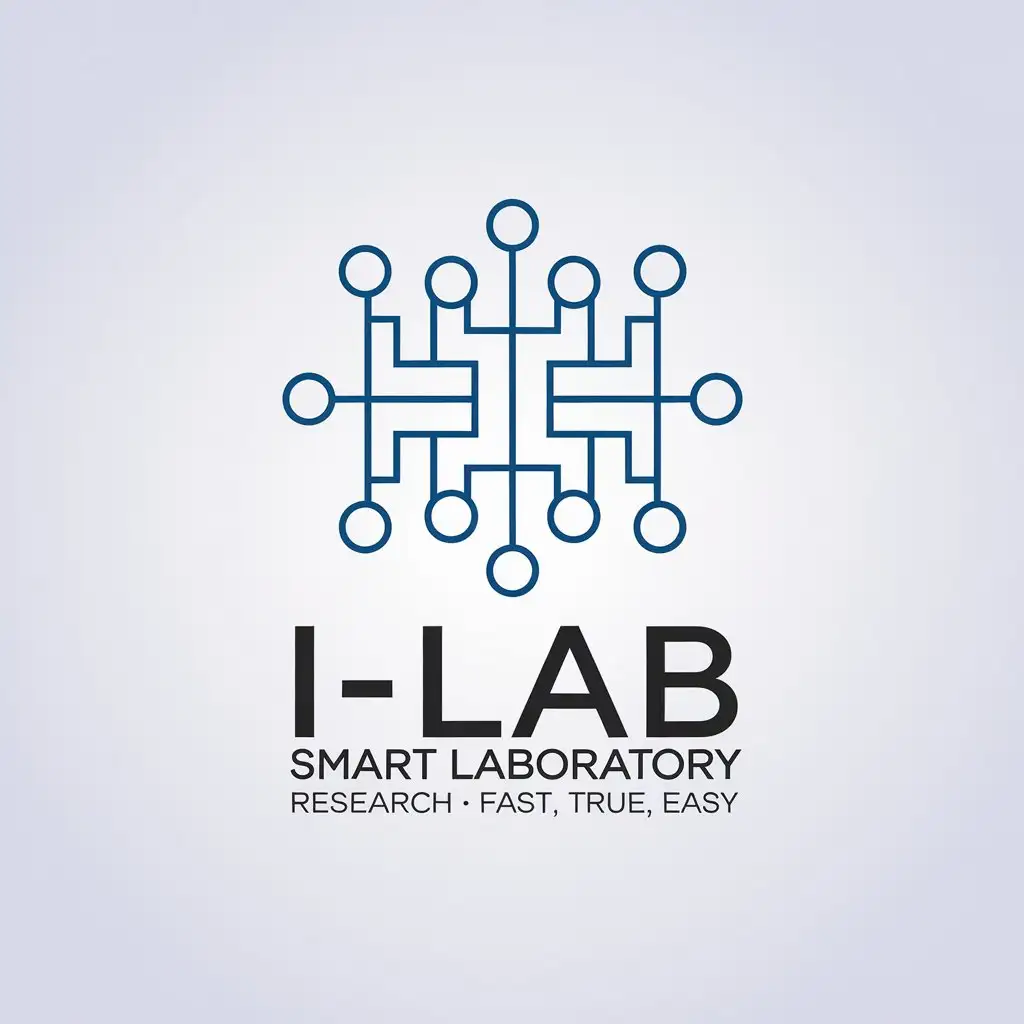 a vector logo design,with the text "i-lab - smart laboratory. research - fast, true, easy", main symbol:artificial intelligence,Minimalistic,be used in Medical Dental industry,clear background