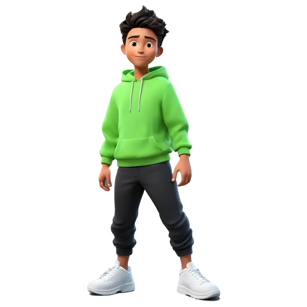 3D-Computer-Generated-Boy-with-Neon-Green-Hoodie-PNG-Image-Vibrant-Digital-Artwork