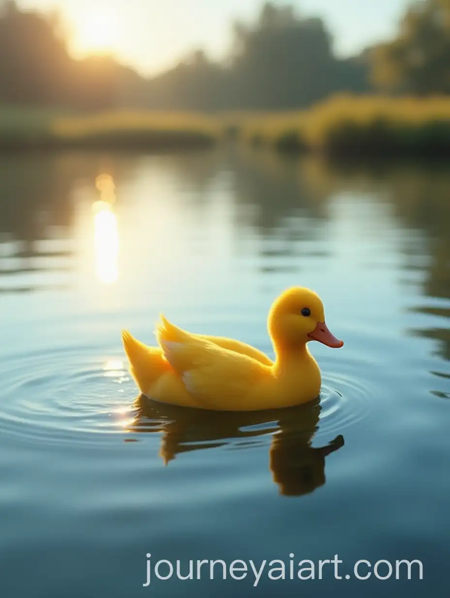 Yellow-Duck-Swimming-in-a-Calm-Lake-onAI-Art-Prompt-Expansion-a-Clear-Morning
