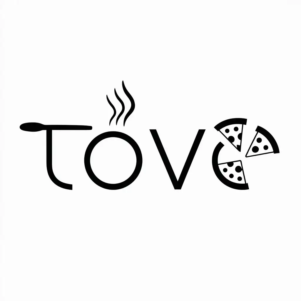 LOGO Design for Tove Minimalistic Restaurant Logo with Kitchen Spoon Smoky Dish and Pizza Slice Theme