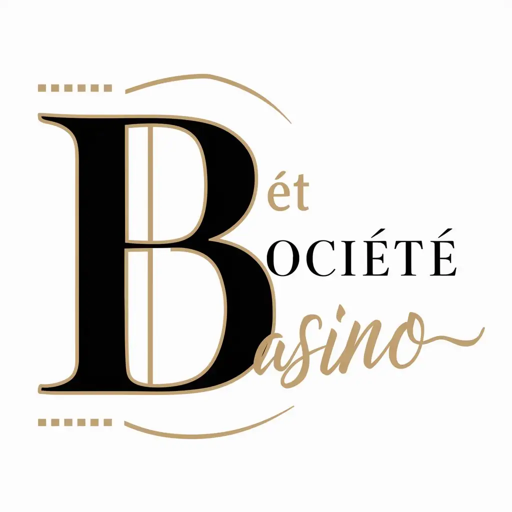 Luxurious Casino Logo Design with Black and Gold Theme Featuring B et Socit