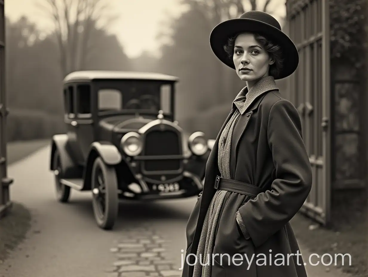Young-Hungarian-Countess-in-Travel-Attire-Beside-Early-20th-Century-Car