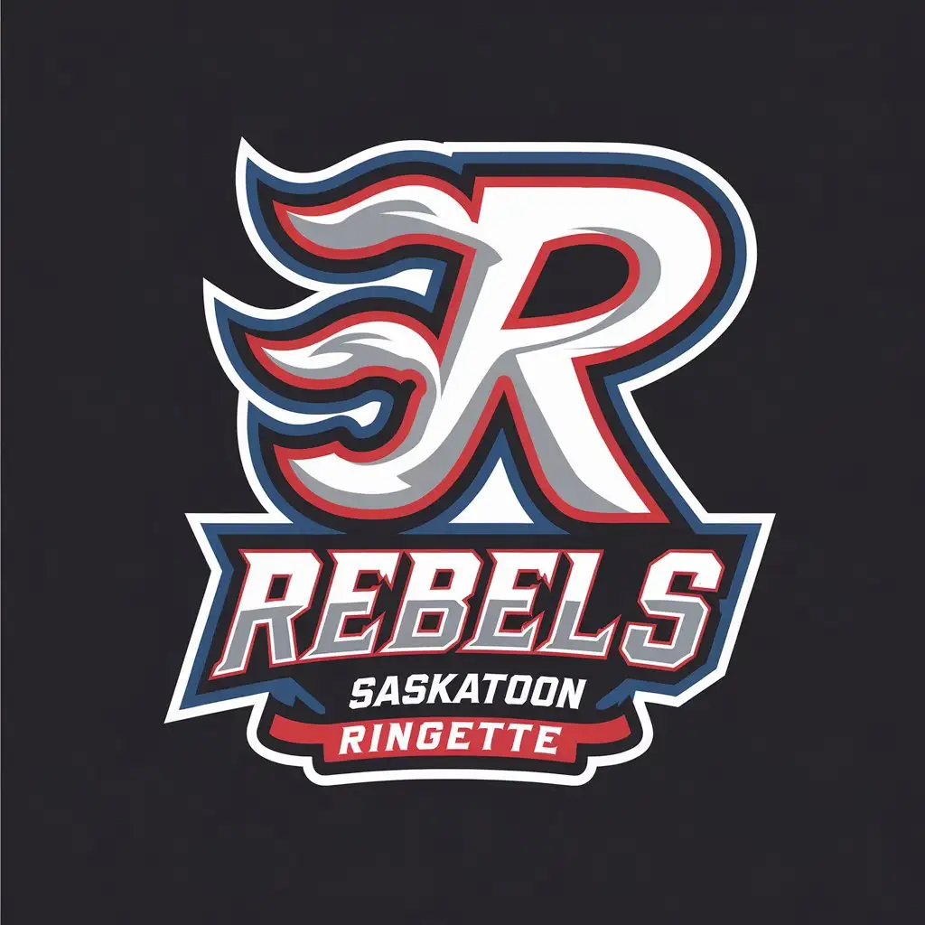 LOGO Design For Rebels Blue Red White Black with Saskatoon Ringette Theme