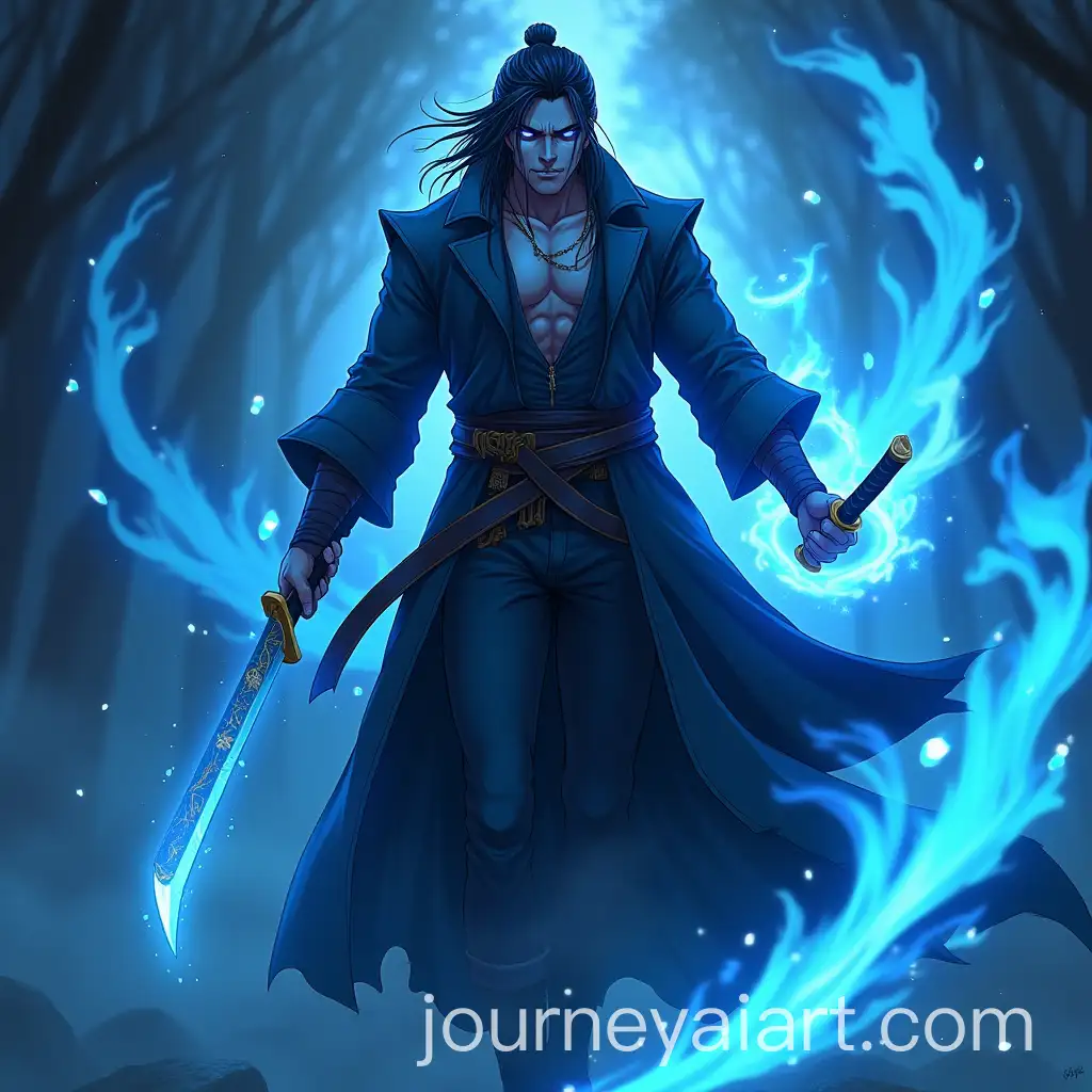 Mysterious-Anime-Male-Warrior-with-Katana-and-Blue-Magic-in-Cyberpunk-Setting