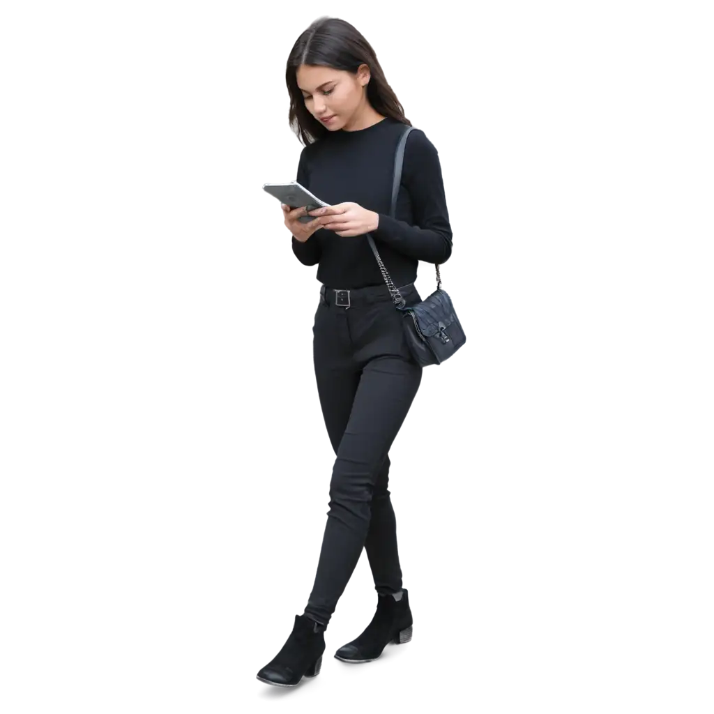 PNG-Image-of-a-Girl-Placing-a-Mobile-Order-Enhance-Your-Visual-Content-with-Clarity-and-Quality