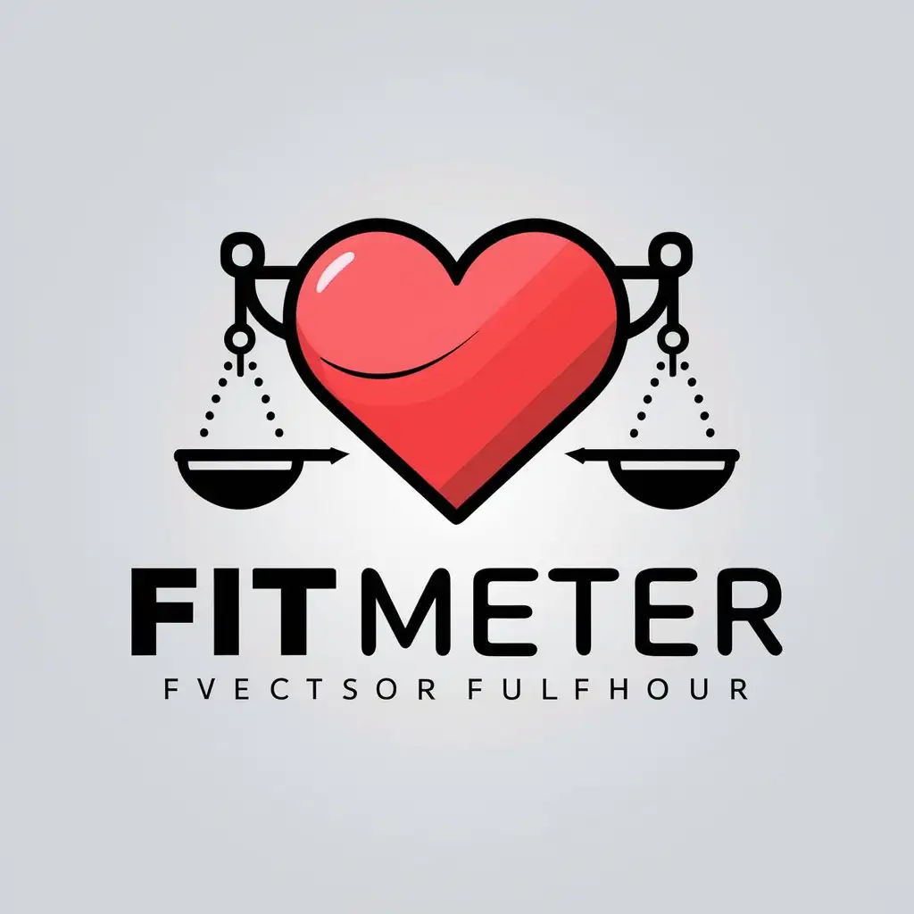 LOGO Design for FitMeter Health and Wellness with Heart Scale and Fitness Icon