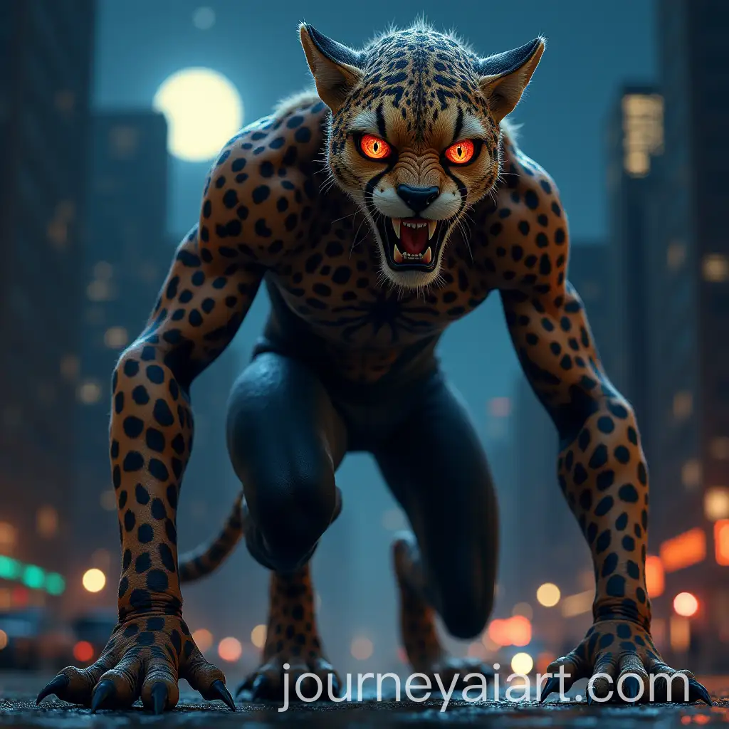 Fierce-Hybrid-Creature-of-Human-and-Cheetah-in-Urban-Nightscape