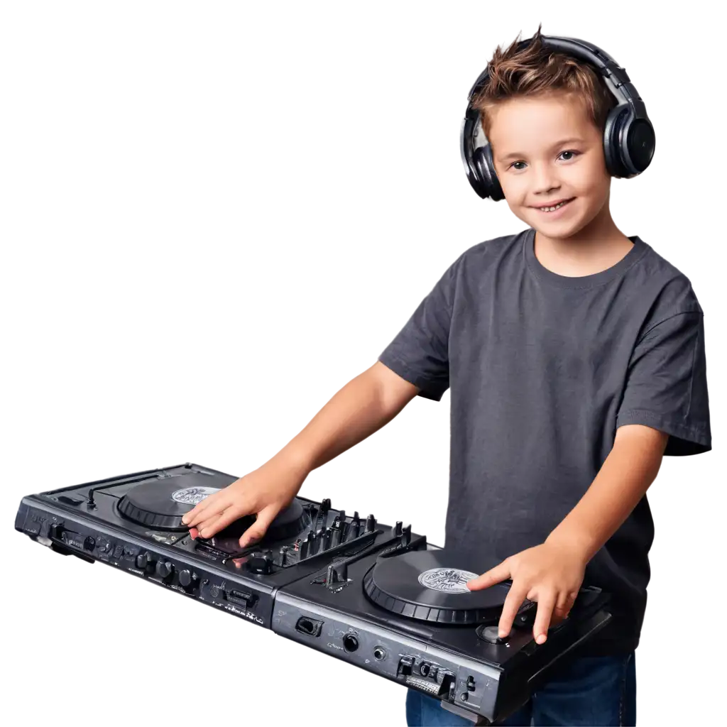 Child-DJ-PNG-Image-Creative-Concept-for-AI-Art