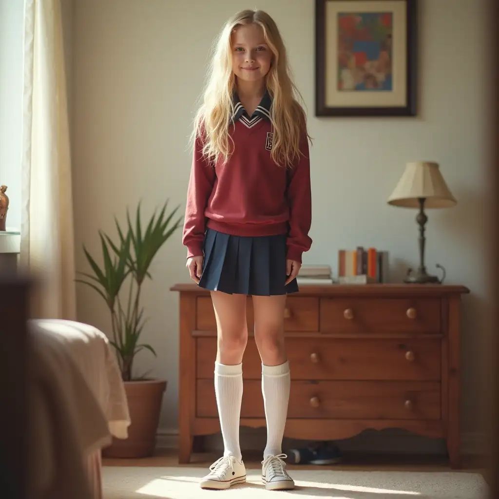 Adorable-18YearOld-Girl-in-School-Uniform-with-Long-Blond-Hair