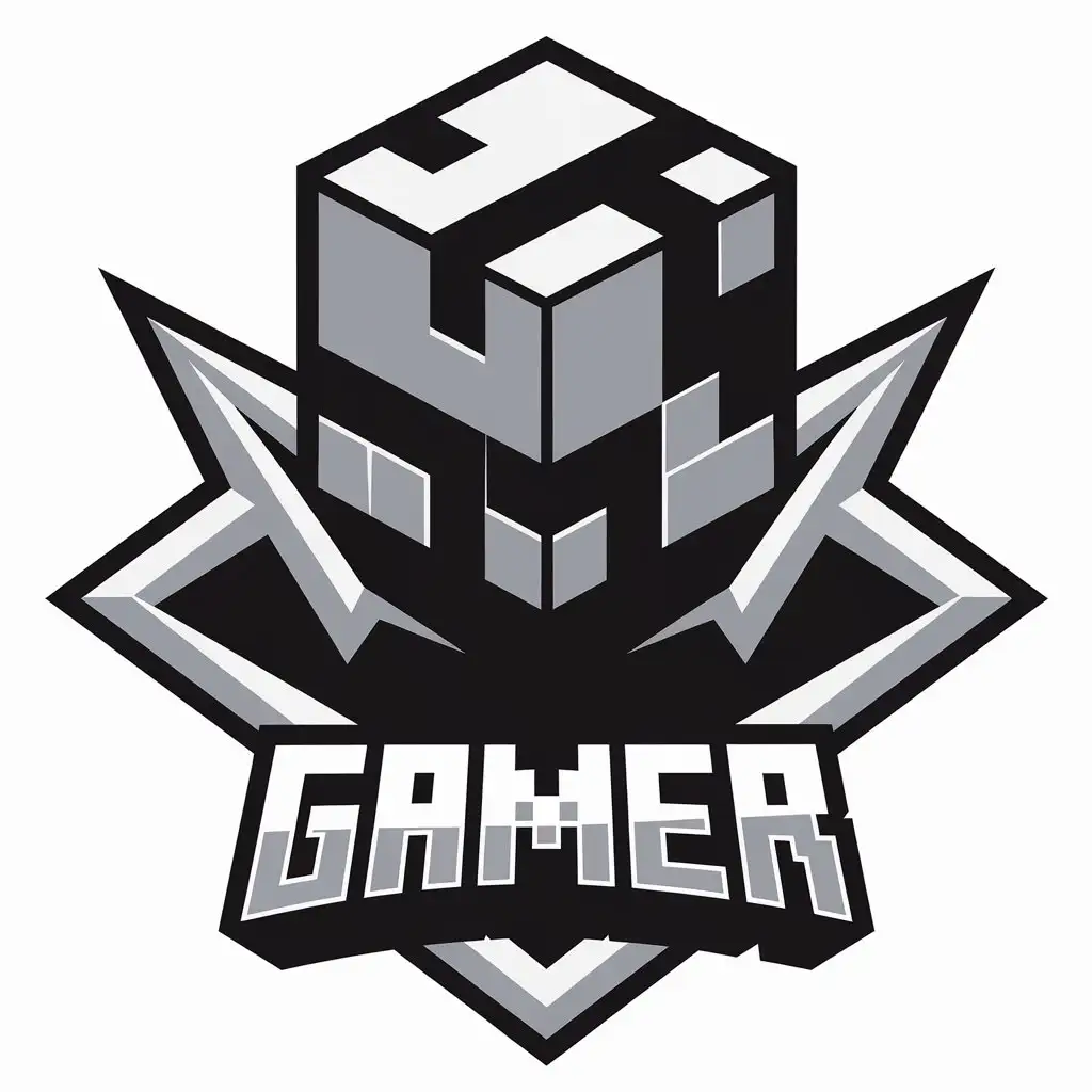 a vector logo design,with the text "gamer", main symbol:Minecraft,complex,be used in Internet industry,clear background