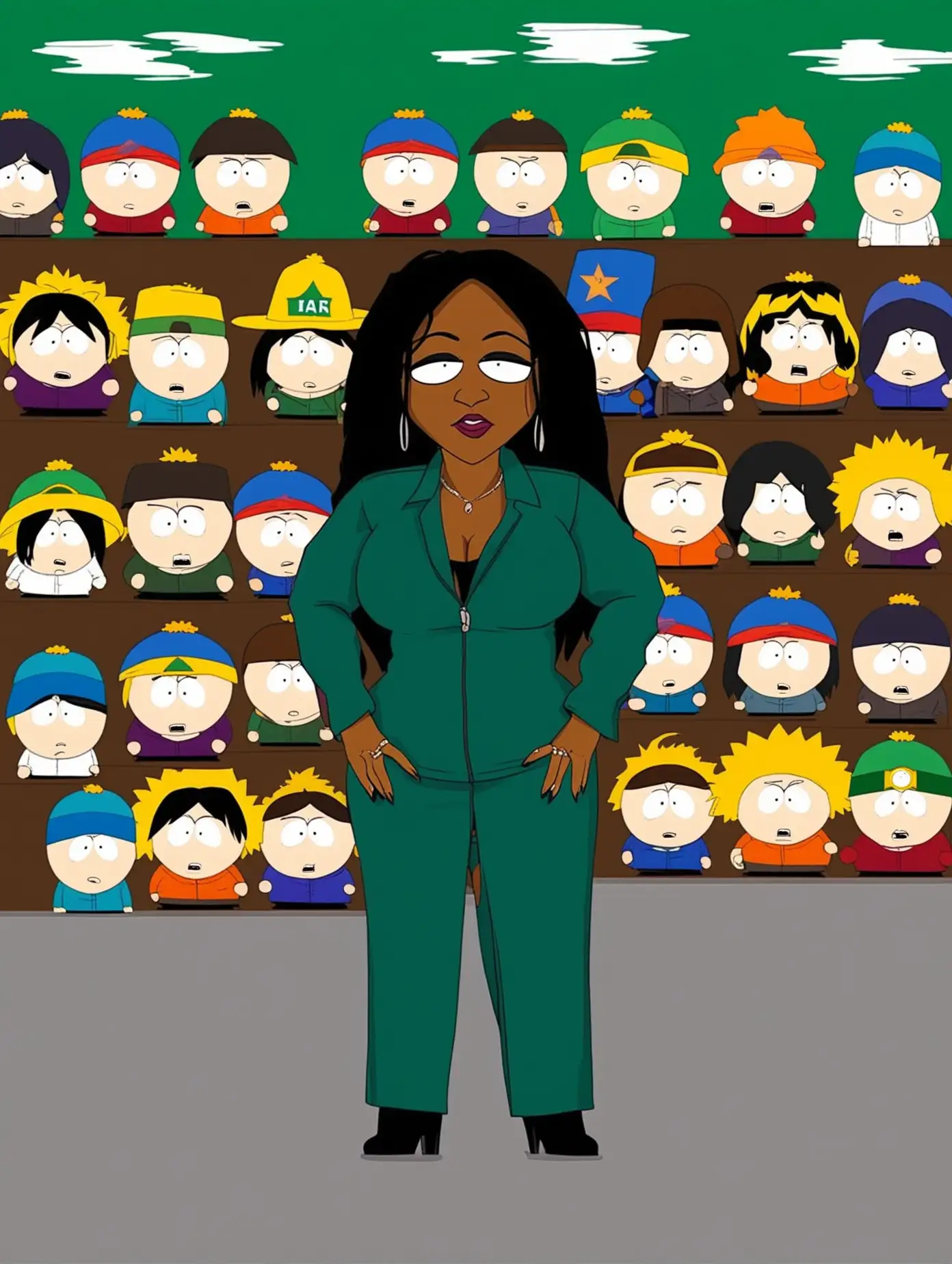 Cartoon Character Kamela Harris in South Park Style