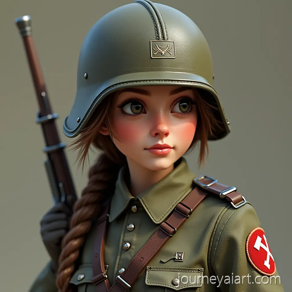 Realistic-WW2-Soviet-Female-Soldier-Logo-with-GRIZ-Text-in-Relaxed-Font
