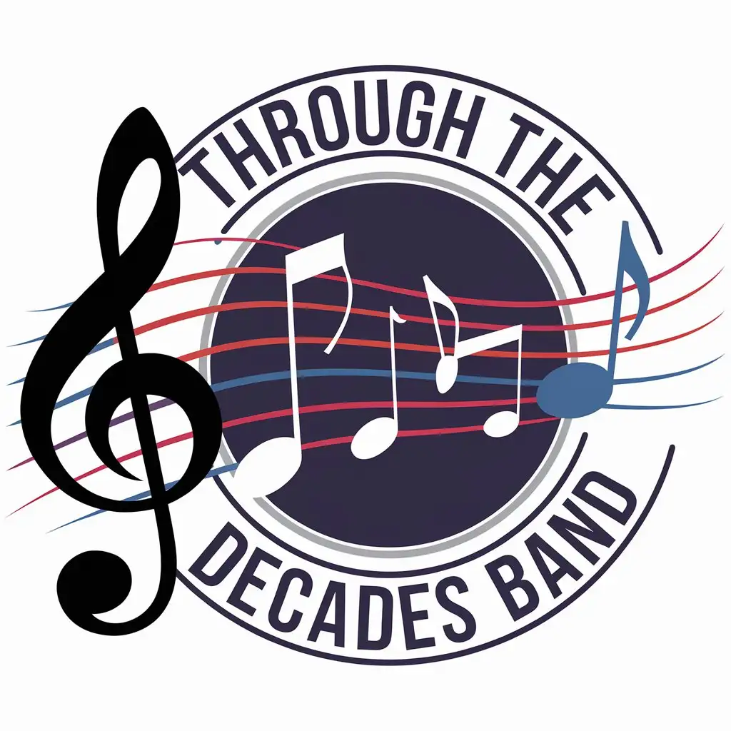 LOGO Design for Through the Decades Band Vibrant Music Notes with Timeless Entertainment Theme