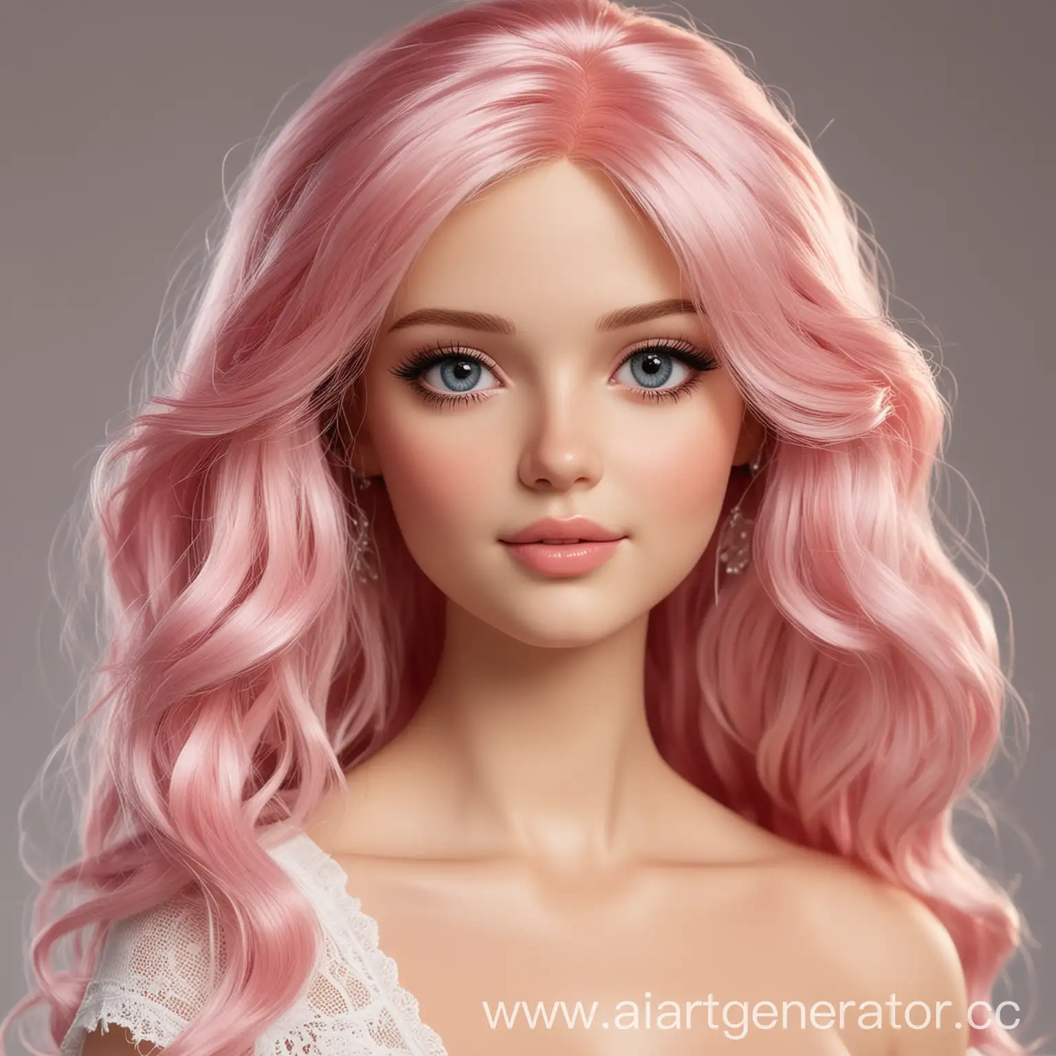 Elegant-BarbieLike-Woman-with-Pinkish-Hair-and-Graceful-Smile