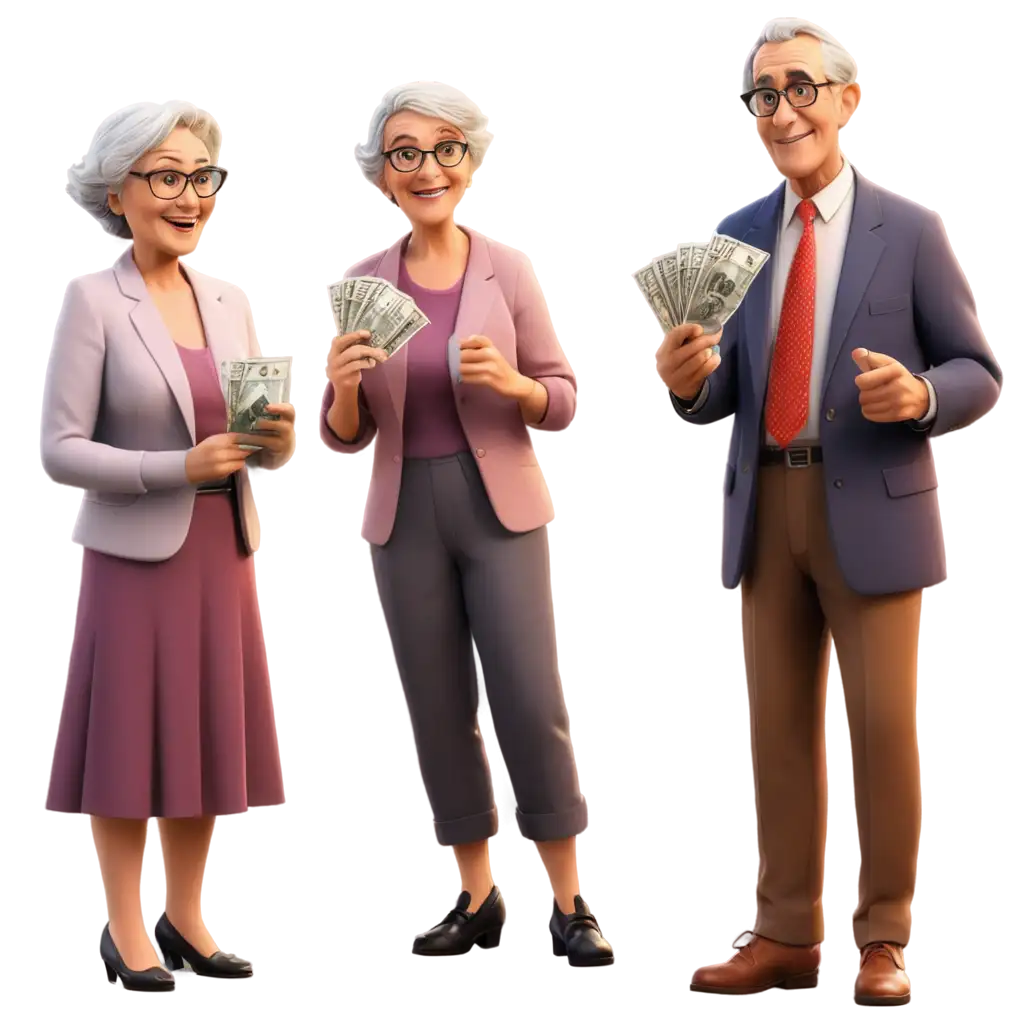 Elderly-Couple-in-Disney-Pixar-Style-Holding-Money-PNG-Image-Heartwarming-Animation-Concept