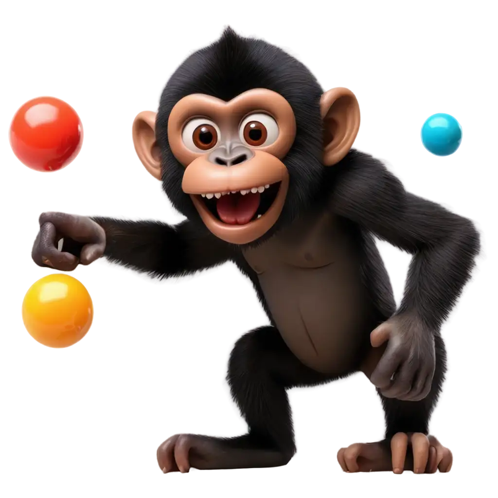 Animated-Monkey-PNG-A-Funky-Monkey-Eating-Colorful-Small-Balls